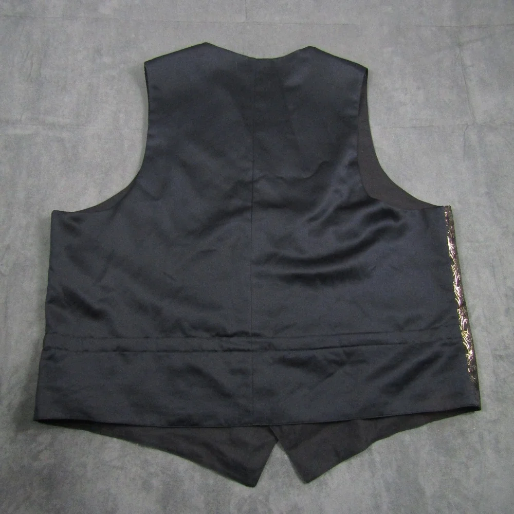 Formal Vest Men 4XL Gold Black Metallic Jacquard Tuxedo Waistcoat Wedding
